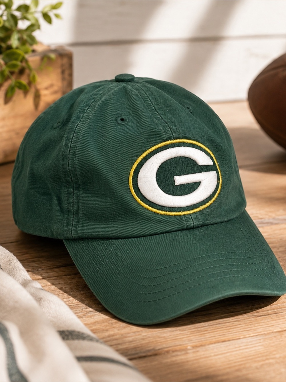 47 Green Bay Packers Logo NFL Green Cotton Sustainable Baseball Hat Cap Size M